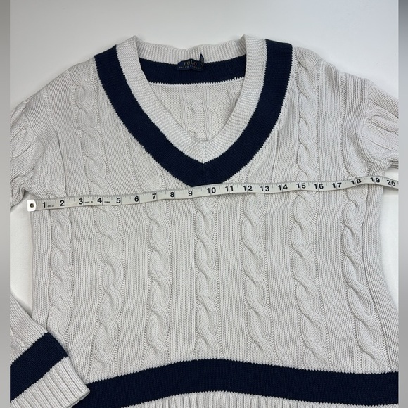 Polo Ralph Lauren Cable Knit Cricket Jumper 100% Cotton Womens Medium - Picture 6 of 13